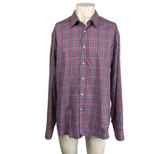 UNTUCKit Red Blue Plaid Long Sleeve Button Down Shirt Men's XX Large Made in USA
