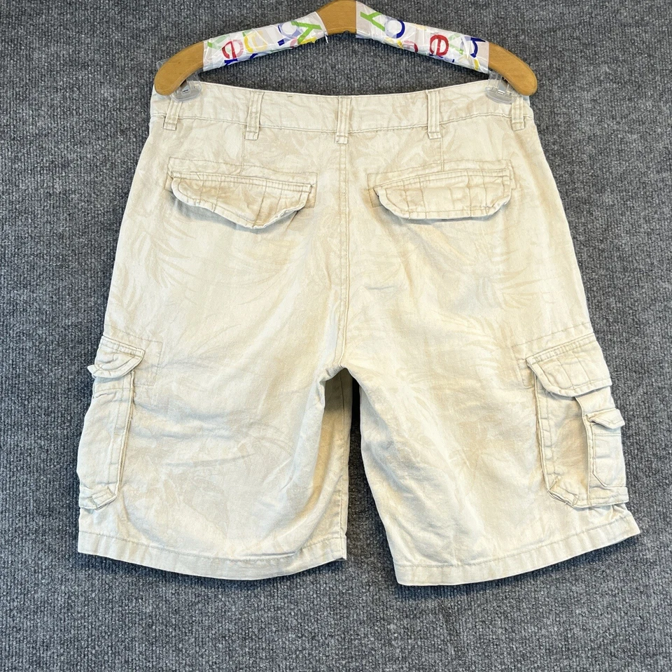 Paradise Collection Shorts Men 32 Beige Cargo Hawaiin Linen Blend 10" inseam - Image 2 of 4