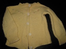 Vtg BABY Sweater Toddler Girls Yellow Cardigan "Pearl" Buttons Embellishments