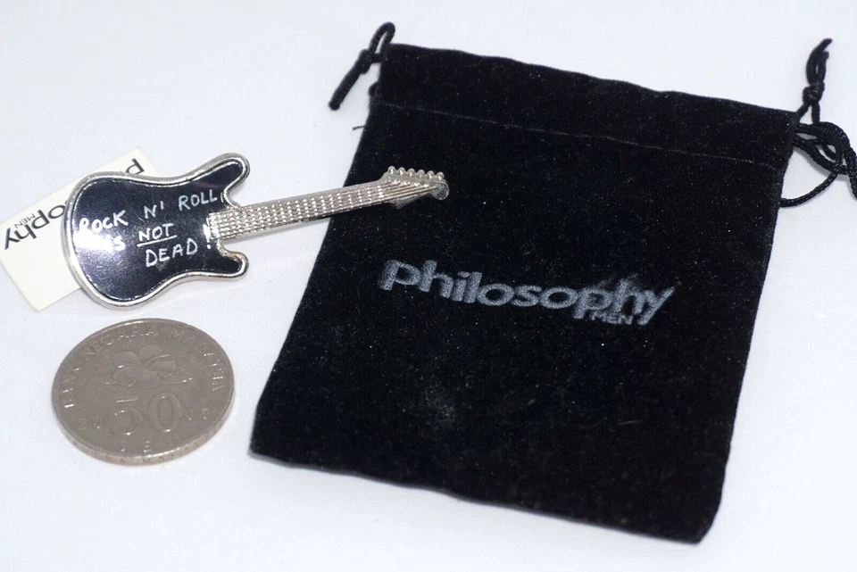 Collectible Fashion Pin - "Rock n Roll Is Not Dead" Guitar Pin by Philosophy Men - Image 2 of 4