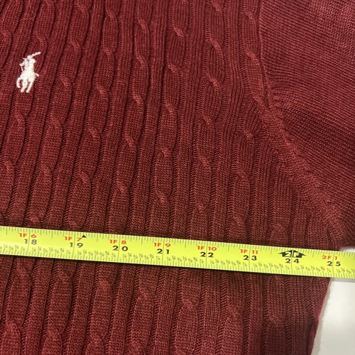 Polo Ralph Lauren Vintage Burgunderrot Zopfmuster V-Ausschnitt Baumwolle Pullover Größe 2xl USA - Bild 5 von 6