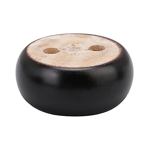30mm Height Pack of 4 Black Eucalyptus Wood Round Bun Furniture Feet Sofa - Bild 5 von 7