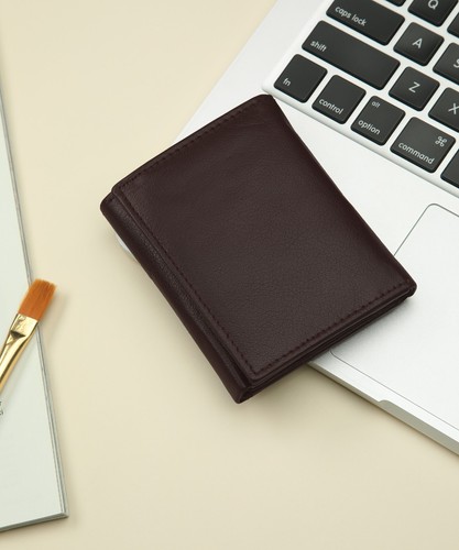 KIDS BOYS SLIM COMPACT FLAP ID AND COIN POCKET TRIFOLD WALLET DARK BROWN - Picture 10 of 10