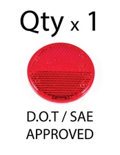 2" Inch Round Red Reflector Adhesive Bike, Trailer, Truck, Boat, Mailbox - Qty 1