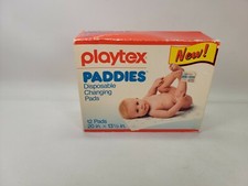 1988 PLAYTEX PADDIES DISPOSABLE CHANGING PADS OPEN BOX 7 COUNT baby Diaper P4