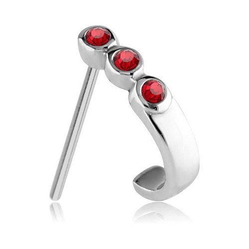 Surgical Steel Nose Stud Ring Screw L Bend Triple CZ Nose Hugger 20 Gauge 20G - Picture 12 of 13