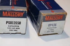 Lot of 2 Mallory Capacitors PSU13550 & OP436