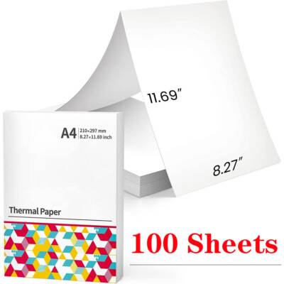 100 Blatt Orignal Thermodruckerpapier A4 faltbar für Phomemo M08F Drucker