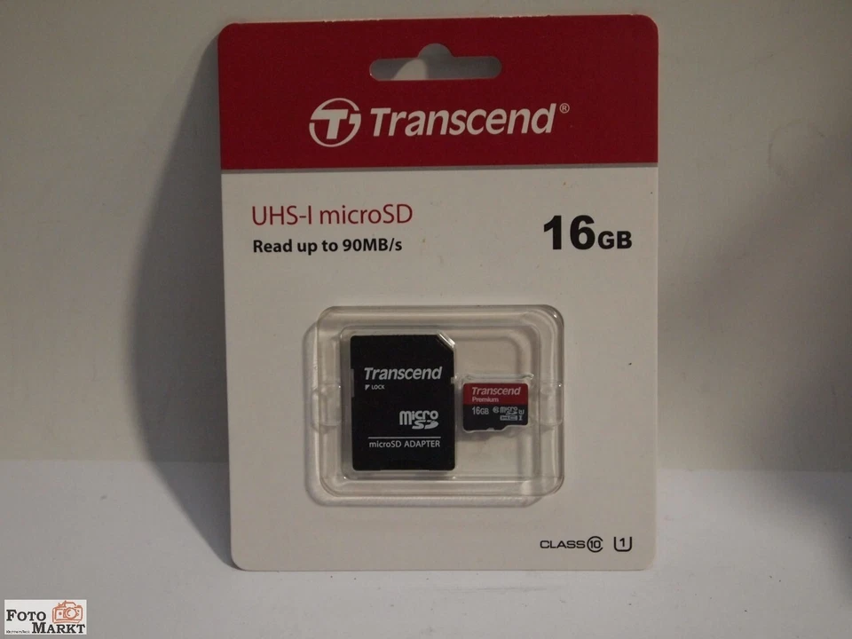 Transcend 16GB microSDHC UHS-I Flash-Speicherkarte +SD-Adapter Micro SDHC micosd