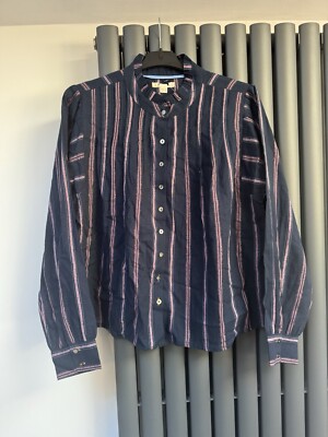 Bnwot New White Stuff Navy blue and mauve striped stunning blouse shirt size 16