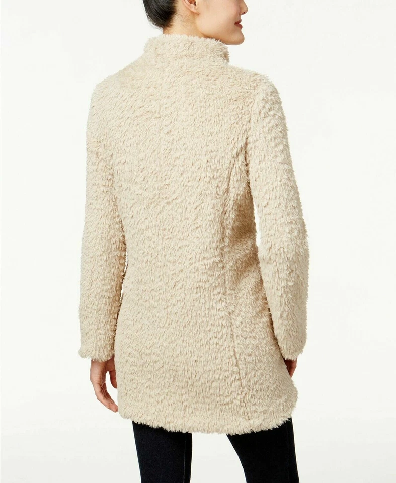 Kenneth Cole NEW YORK Shaggy Faux Fur Coat Ivory Size UK L (US M) - Image 2 of 4