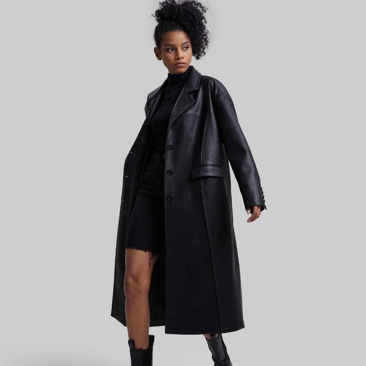 NWT DEPT. ANONYM Faux Leather Coat with Pinched Pleats M | eBay