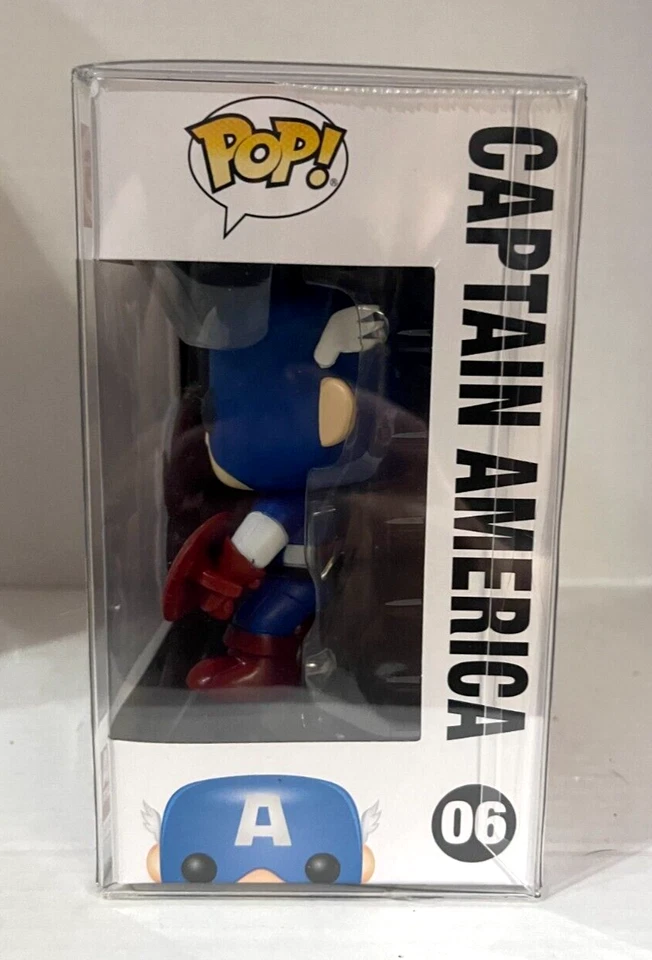 FUNKO MARVEL POP CAPTAIN AMERICA BOBBLE HEAD FIGURE #06 in Plastic Protector - Image 4 of 4