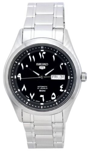 Seiko 5 Automatic Indices Arabic Black Dial SNKP21J1 Men's Watch Case 42mm Steel - Picture 1 of 5