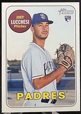 2018 Topps Heritage Baseball Joey Lucchesi #655 RC San Diego Padres Rookie Card