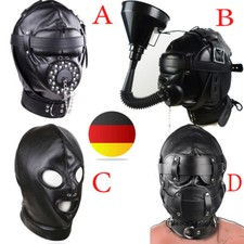 PU-Leder Kopfgeschirr mit Maskenhaube Trichter NEU Harness Kopf Maske Cosplay