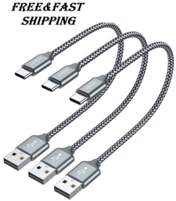 Short USB C Cable (1ft 3-Pack) USB A to Type-C Charger Cord 3.1A Fast C...