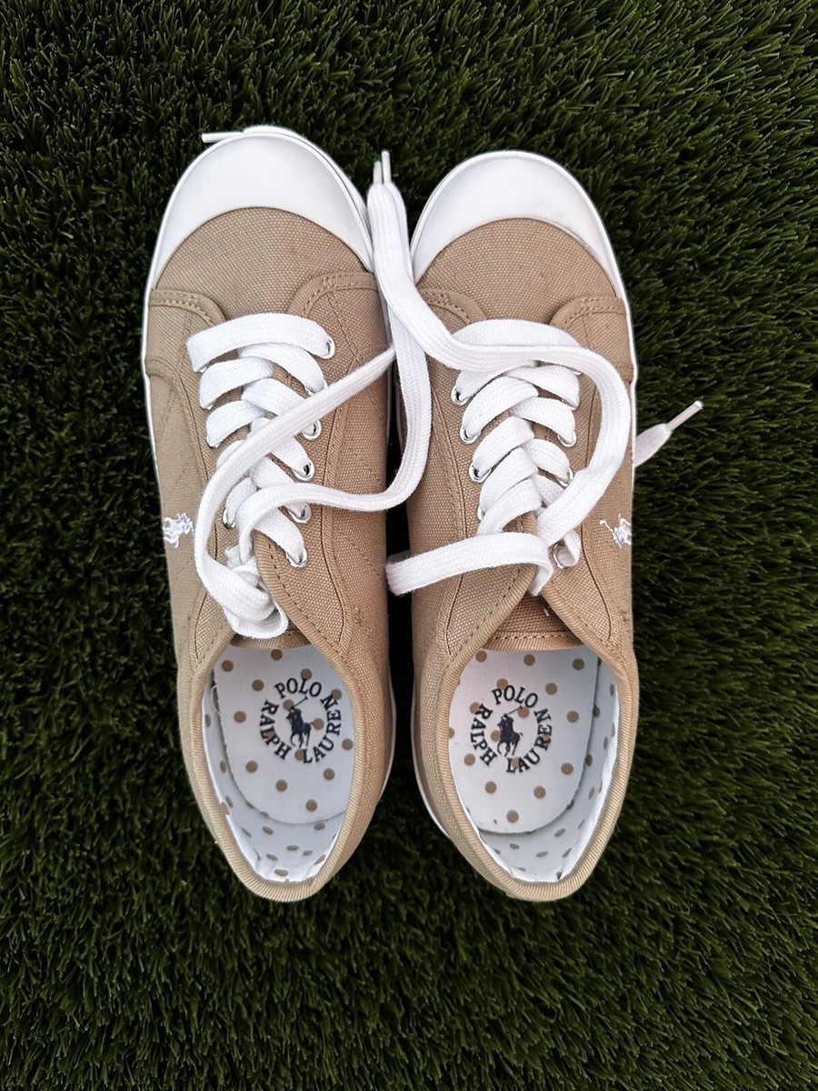 New Polo Ralph Lauren Keaton Leather-Trim Canvas Sneaker  display picture 3