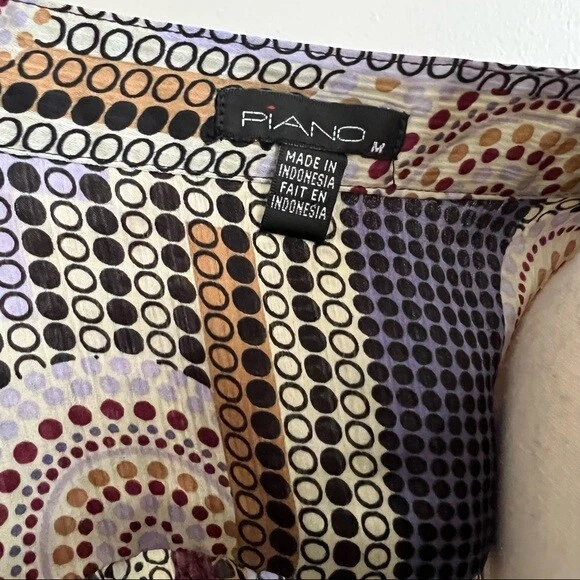 Piano Vintage 80s Ruffle Blouse Top Size M Foto 4 de 4