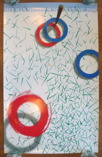 1990 Herman Miller Summer Picnic Poster   38 by 24 inches RING TOSS     TUBEBSMT