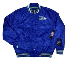NFL Team Apparel Seattle Seahawks Throwback Varsity Blue Jacket Size L Retro 12