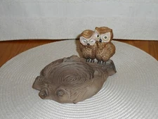 Vintage Ceramic Ashtray with Two Owls Taiwan