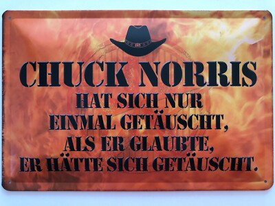 Blechschild 30 x 20 cm Chuck Norris hat sich nur einmal getäuscht, als er...