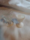 Vintage Lot Of Optical Eye Wash Cup 8 Panel White Milk Glass Pedestal And Clear