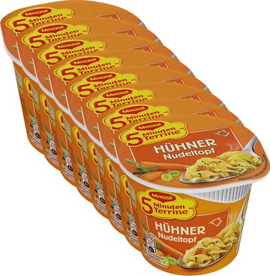 Maggi 5 Minuten Terrine Hühner Nudeltopf - 8 Packungen je 43 Gramm
