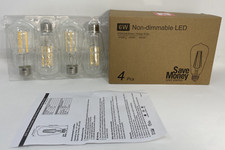 4-Pack Vintage LED Edison Bulbs 60W Equivalent 6W ST58 2700K Clear Glass E26