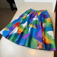 VTG Tumbleweeds Abstract Art Print Cotton Hippie Boho Flare Skirt Women s M
