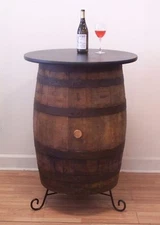 Whiskey Barrel Table-30"Top-Stand-Wine Tasting-Bistro-Bar-Pub-Home-FREE SHIPPING