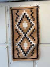 VINTAGE NATIVE AMERICAN NAVAJO WOVEN WOOL RUG TAOS PUEBLO 54X29" EXCELLENT (A)