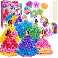 Kids Poke Art Craft Kit Princess Unicorn Flowers 746 Pcs Pink Foam Fabric