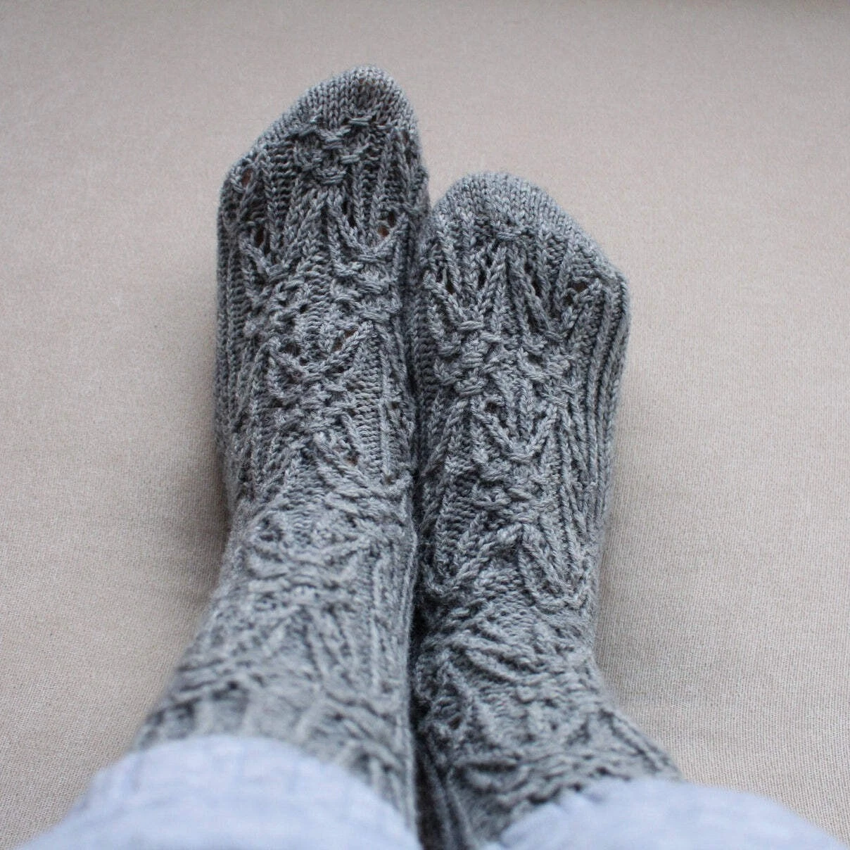 Gray Wool Fishnet Socks