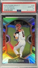 Joe Burrow 2020 Panini Select Silver Prizm Rookie Card RC PSA 10 Rare SP. rookie card picture