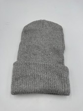 Unisex Beanie Gray Stretch Ribbed Knit Cuffed Winter Hat Casual Outdoor NWOT