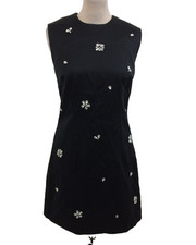M&S Women's Shift Dress Size 10 Black Embellished Sleeveless Back Zip New F1