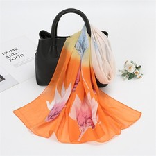 Printed Chiffon Scarves Spring and Autumn Natural Style Scarves Flowers Birds