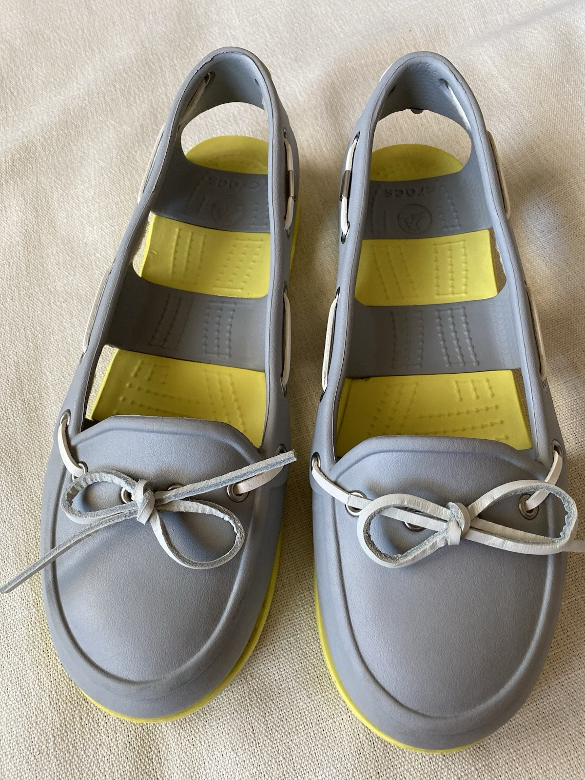 Crocs Beach Slip-On Boat Shoe Loafer in Gray & Yellow Size 9-image