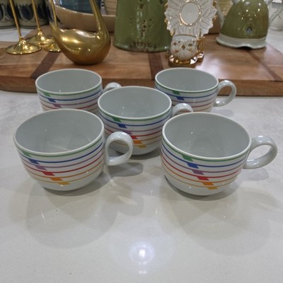 Vintage Set of 5 Harmony Block Vista Alegre Sextet Coffee Cups Mugs Portugal 