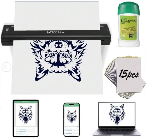 YILONG ATS886 Wireless A4 Thermal Tattoo Stencil Printer with Transfer Paper Gel - product listing photo