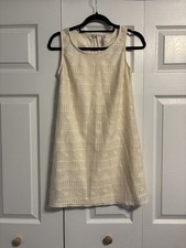 Xhiliration sleeveless crochet 60s inspired shift Dress Womens XS Off white