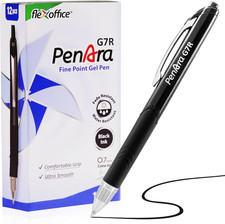 12 Pack Retractable Permanent Black Ink Gel Pens 0.7 mm, Archival Grade Ink, Wat