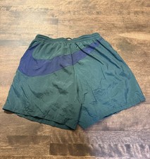 Vintage 90  s Nike White Tag  Big Swoosh  Swim Shorts- Men  s Size Large- Rare