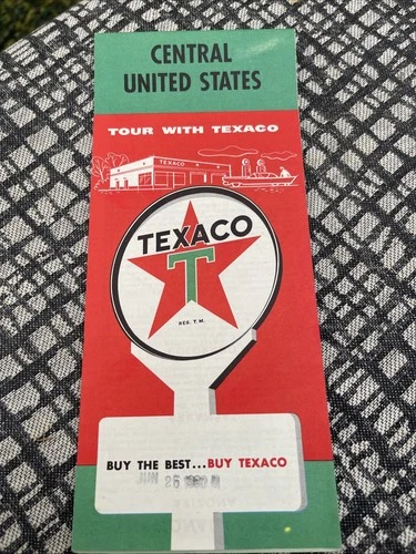 Vintage Central US 1950s Texaco Gas Station Road Map Lollipop Sign State