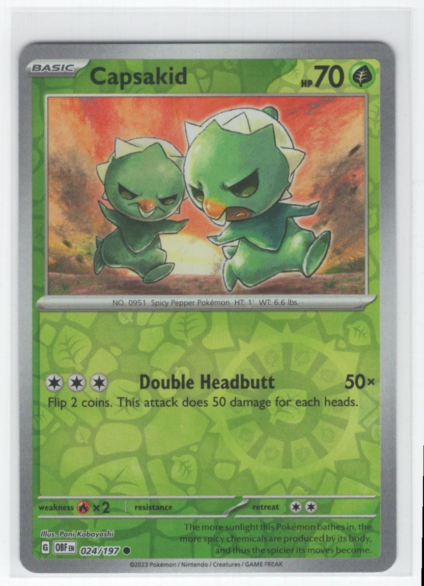 #24 2023 Obsidian Flames Capsakid Reverse Holo
