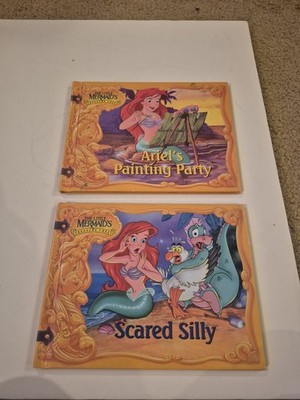 The Little Mermaid Treasure Chest Lot Of 2 Books Scared Silly Ariels Painting...