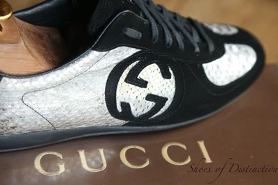 Baskets Gucci GG en daim noir peau de serpent argenté pour femmes UK 6,5 G US... - Photo 1/4