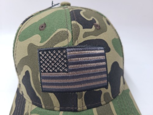American Flag Camo Outdoor Cap Snapback Hat Hunt Fish Dad Men Women Green Brown - Picture 4 of 11